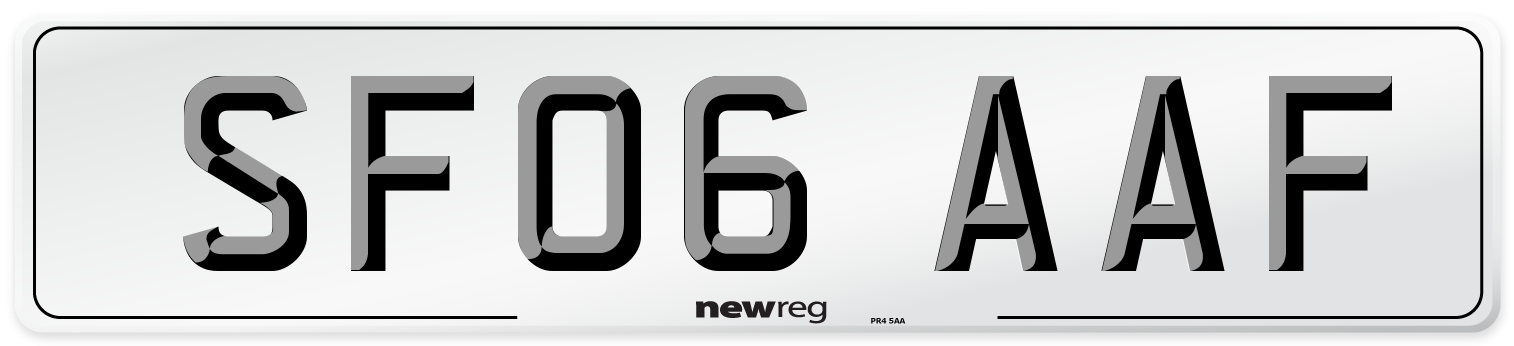 SF06 AAF Number Plate from New Reg